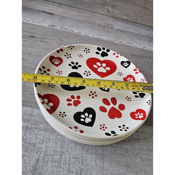 New Temp-tations Seasonal Salad Plates 8" Pawfetti Set of 4 Handpainted - Picture 14 of 15